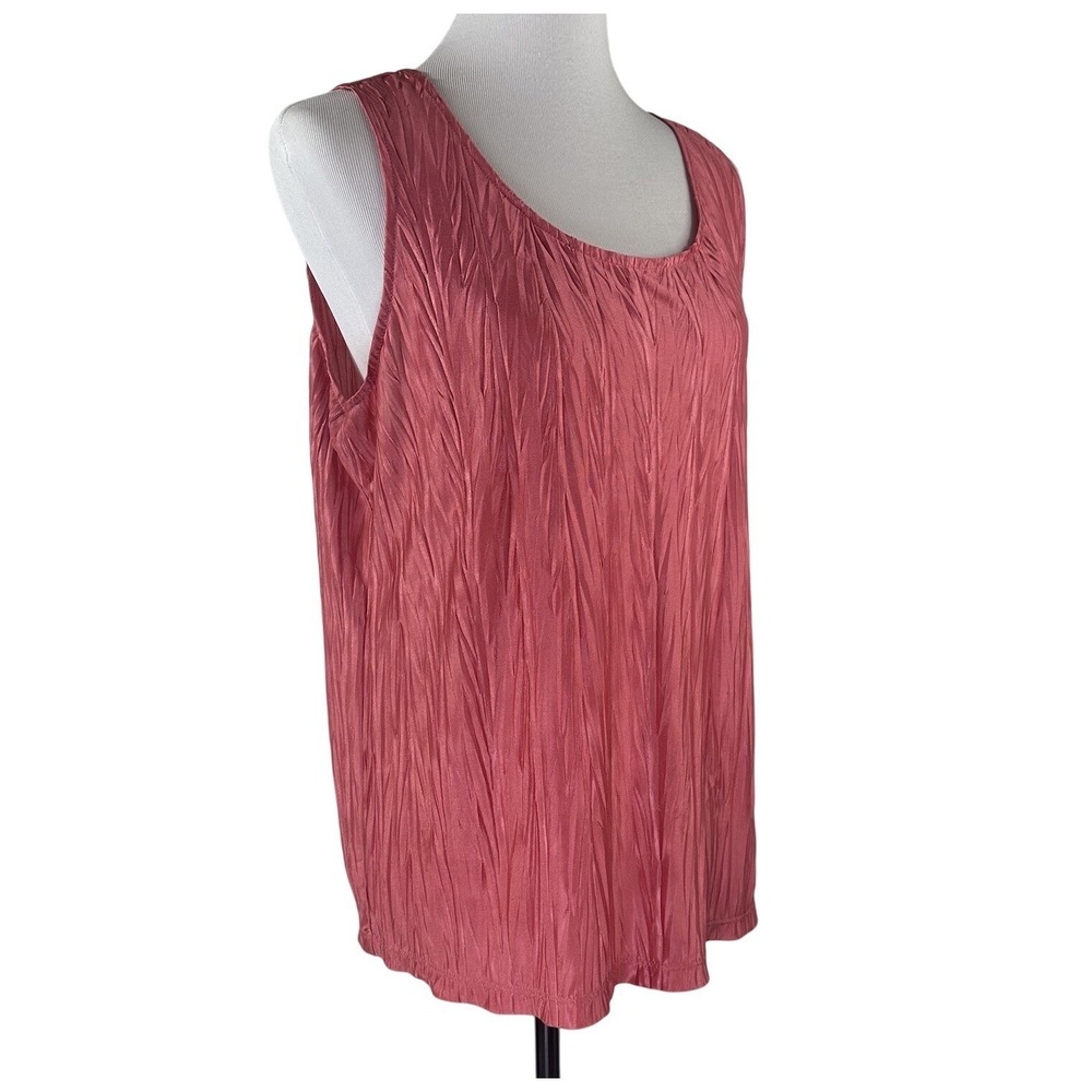 Chico's Orange Coral Crinkle Tank Top Sleeveless Round Neck Women's 2 US L